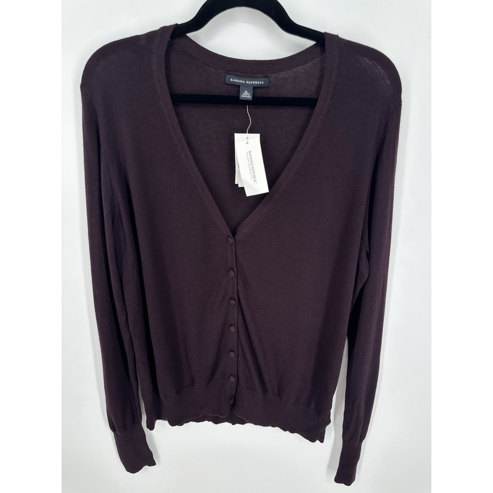 Banana Republic Women's XL Cardigan NWT Silk Wool Cashmere Blend Burgundy 0415